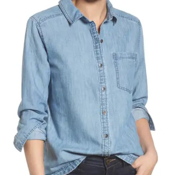 Caslon Button Down Chambray Shirt - Picture 1 of 6